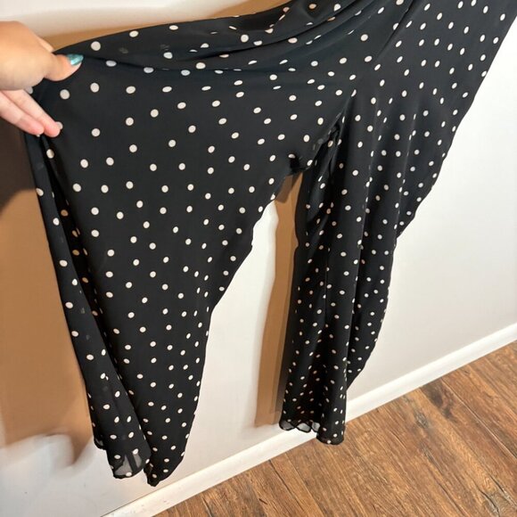 Zara black and white polkadot open back jumpsuit - Picture 4 of 6